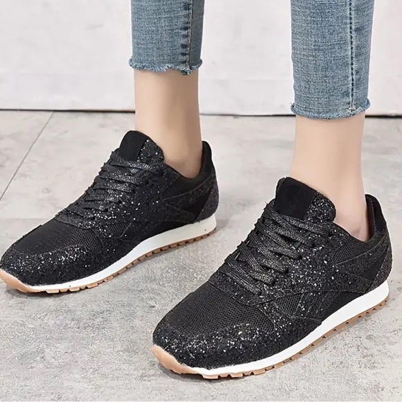 🆕 Black Glitter Women's Sneakers - Picture 2 of 6